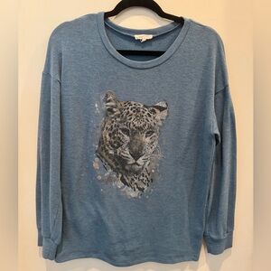 Mystique Boutique Blue Leopard Sweater